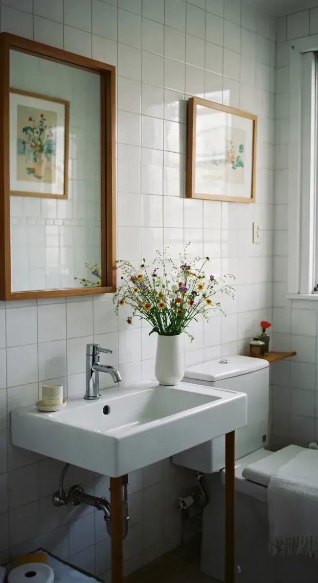 Bathroom sink and flowers