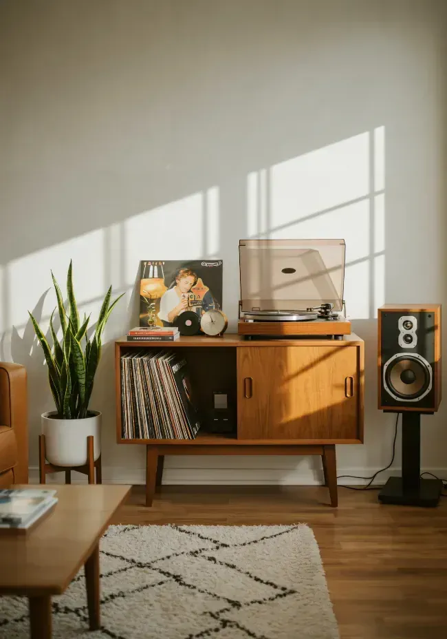 Vinyl on a wooden cabinet