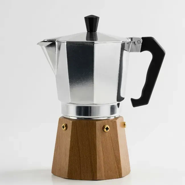 Modern Wood-Accented Moka Pot