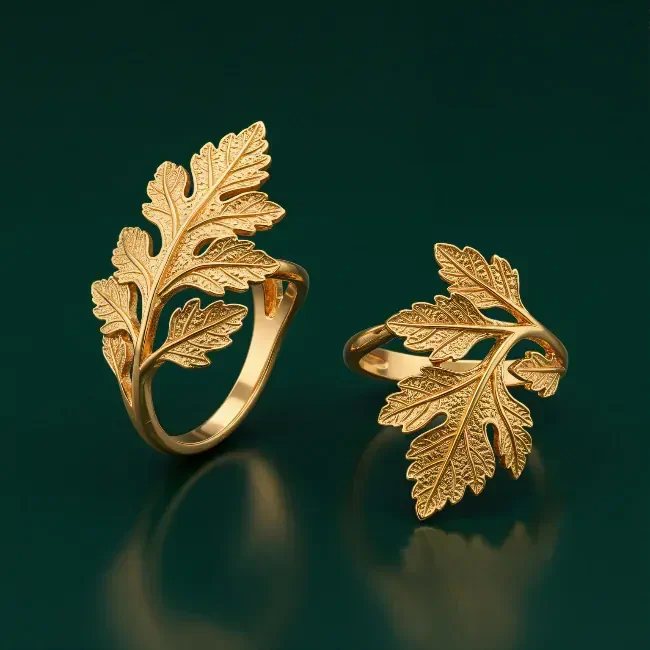 Two Gold Olive Leaf Rings