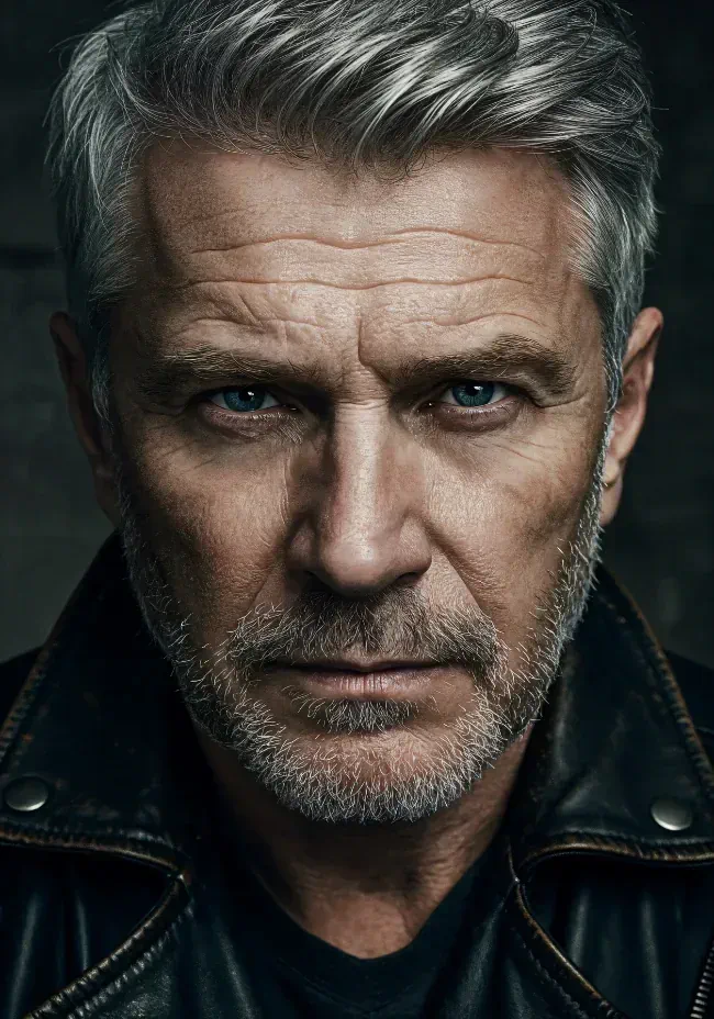 Intense Gaze of Mature Man