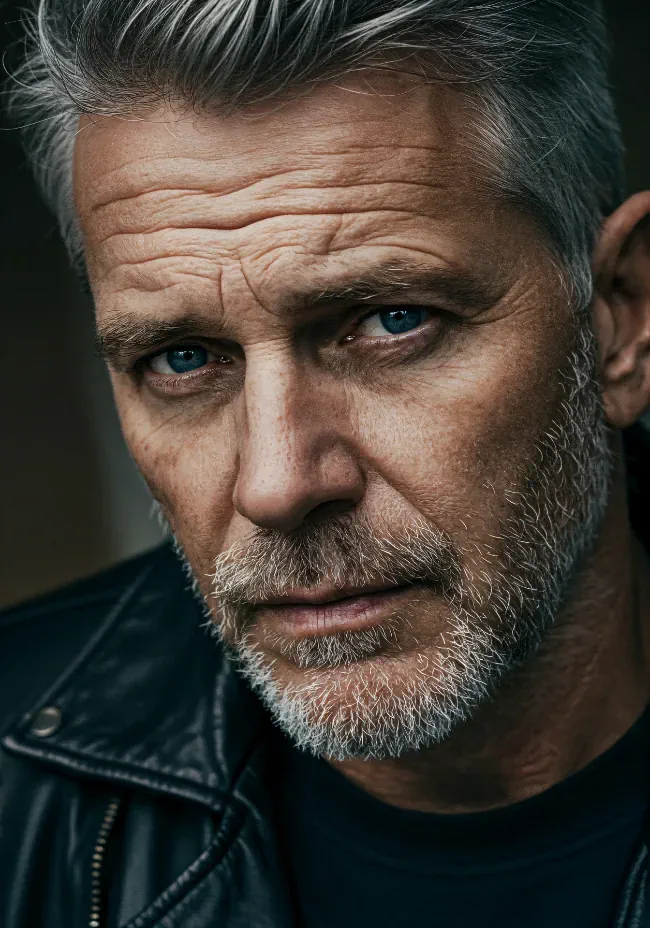 Intense Gaze of Mature Man