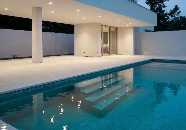 Modern Poolside at Twilight
