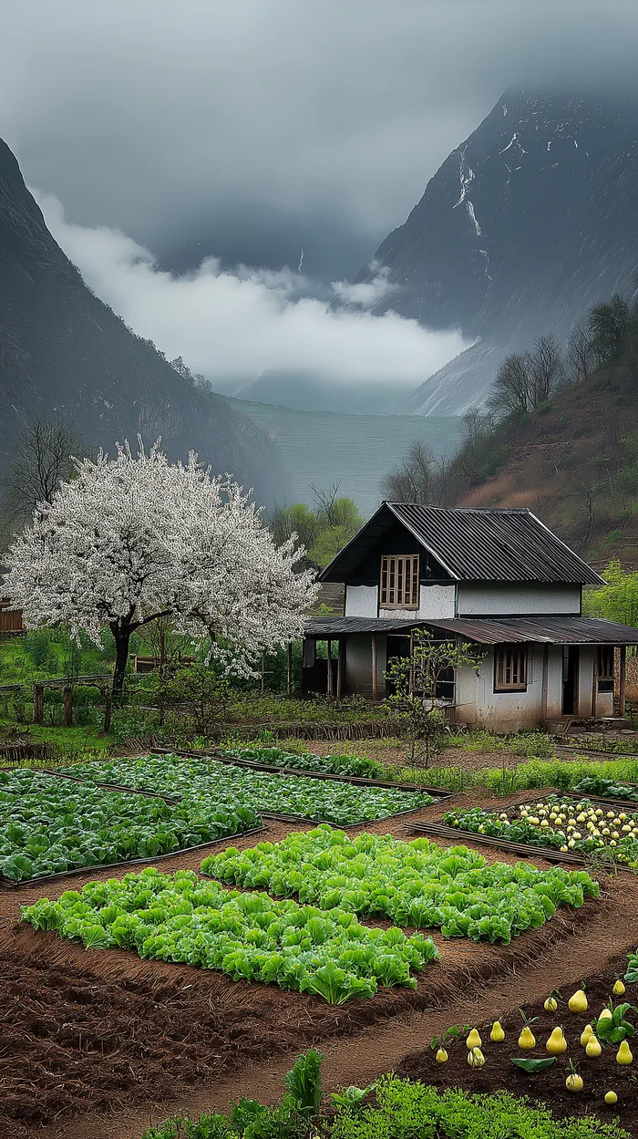 Countryside house lost in the mountains