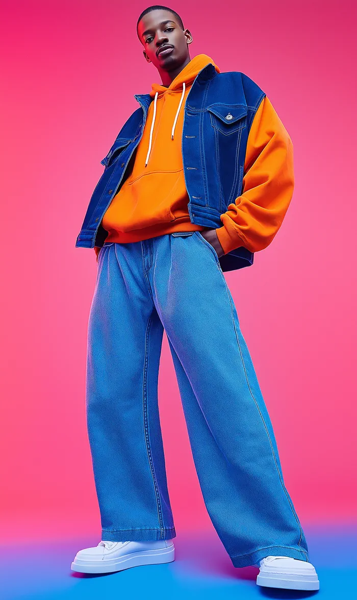 Man wearing an orange hoodie