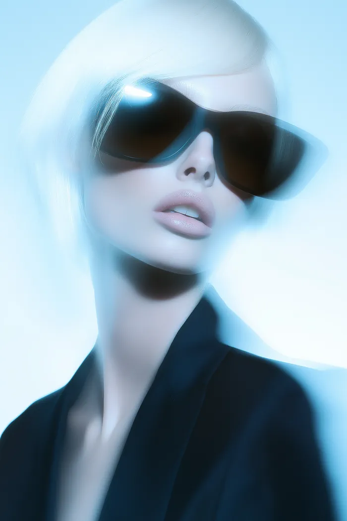 Face shot of a model in the style of y2k