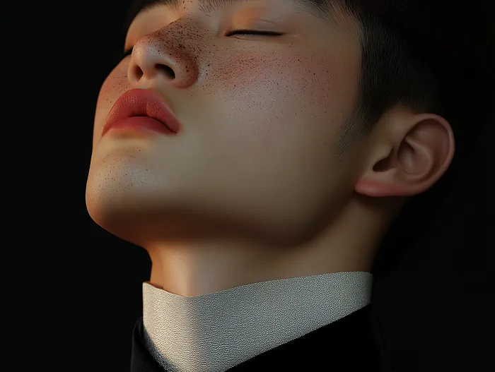Asian young man with freckles