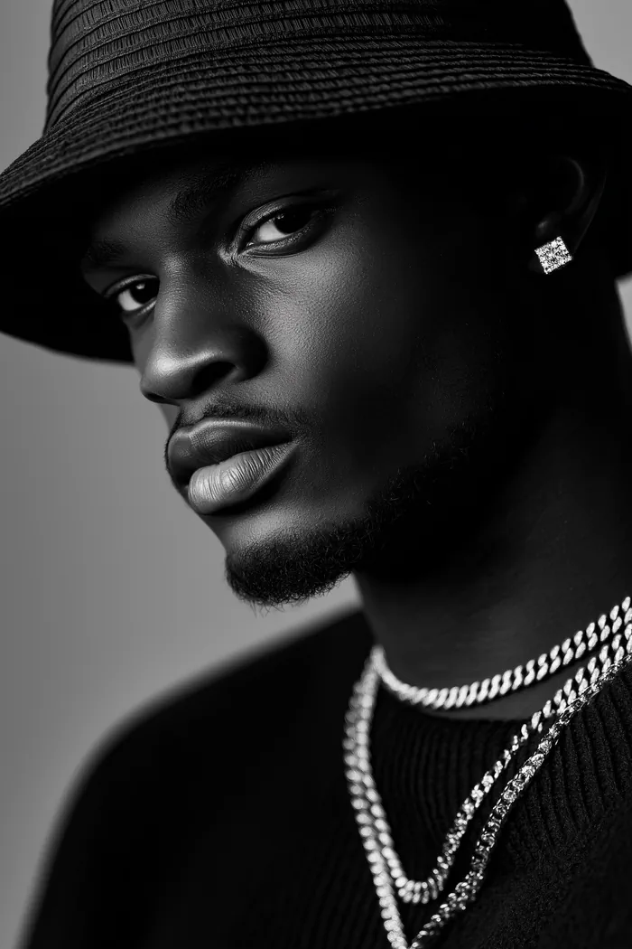 Black and white urban hip hop portrait