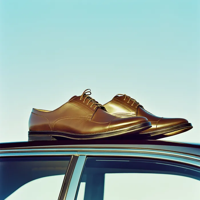 Shoes on the roof of a car