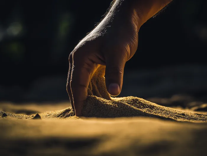  Hand taking sand