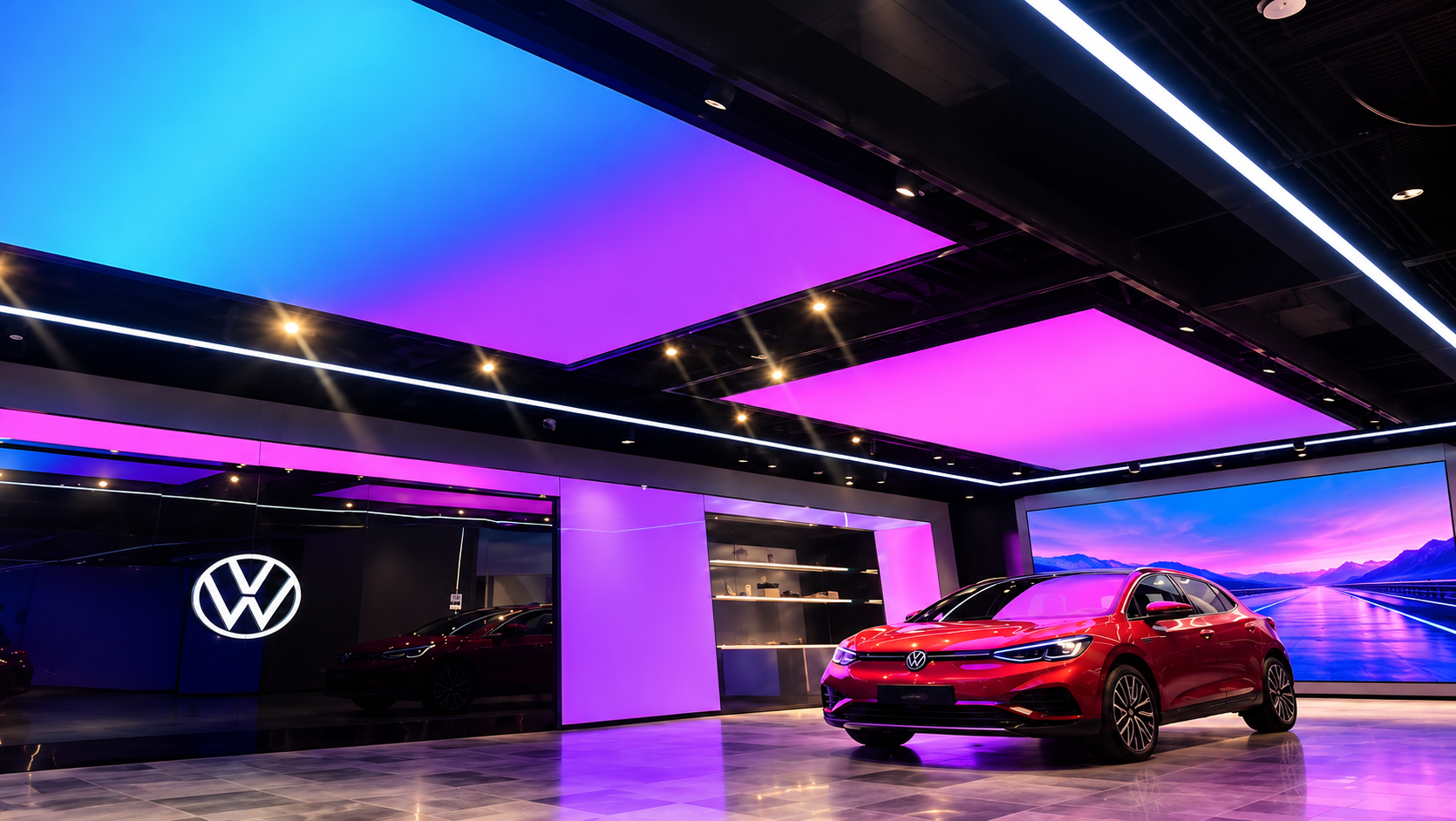 Installation LED — mur LED panoramique incurvé