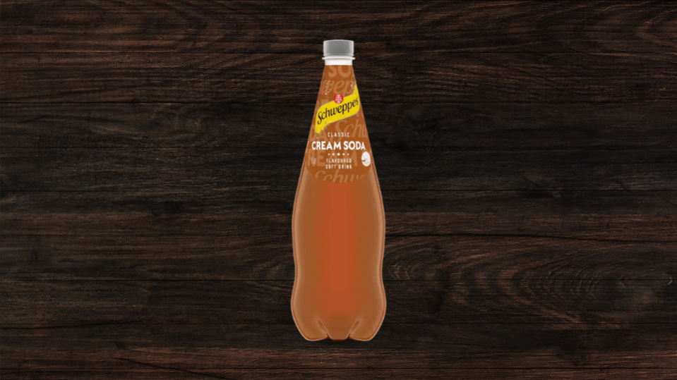 A 1.25L bottle of brown creaming soda