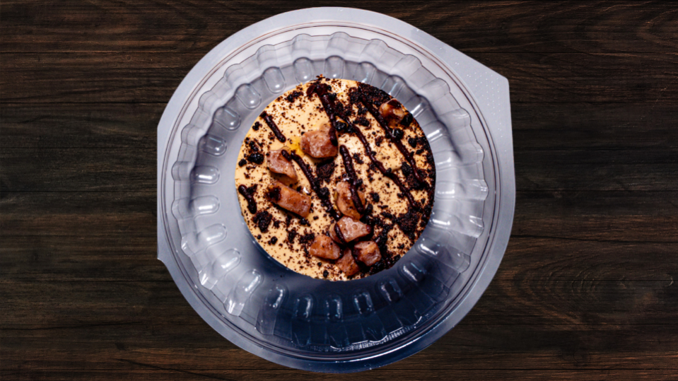 A slice of Mars Bar cheesecake