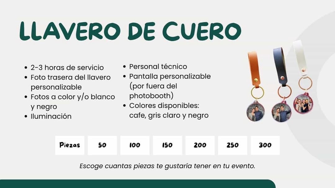 Cabina de fotos, con pantalla personalizada para eventos y estación de llaveros