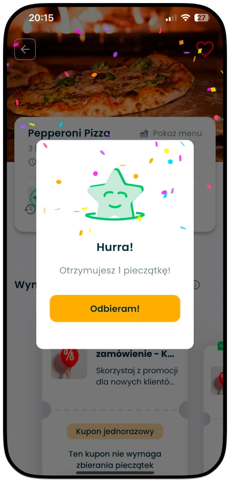 Jak klient może odebrać pieczątke w Placepy? - Klient odebrał pieczątke w Placepy