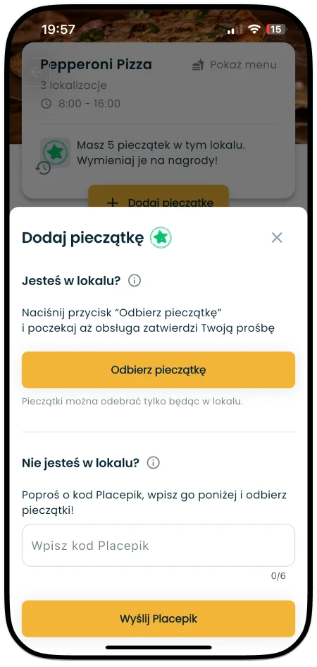 Jak klient może odebrać pieczątke w Placepy? - Odbierz pieczątkę