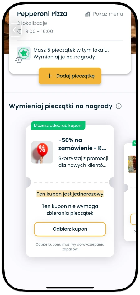 Kupon jest dostępny dla Twoich Klientów w Placepy
