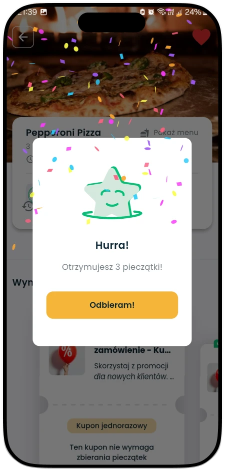 Jak klient może odebrać pieczątke w Placepy za pomocą kodu Placepik? - Klient odebrał pieczątke w Placepy za pomocą kodu Placepik