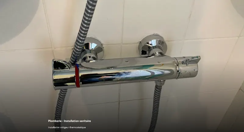 Plomberie : mitigeur thermostatique de douche posé, par Cheikh D., plombier Plamby