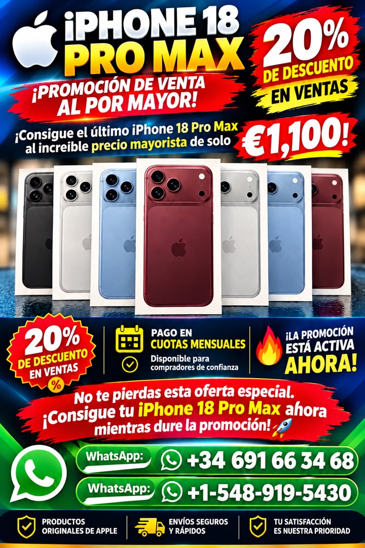 PROVEEDORES AL POR MAYOR DE iPHONE 18 PRO MAX 1TB — ¡DISPONIBLE PAGO A PLAZOS MENSUALES! ¡CONSIGUE E - foto 1