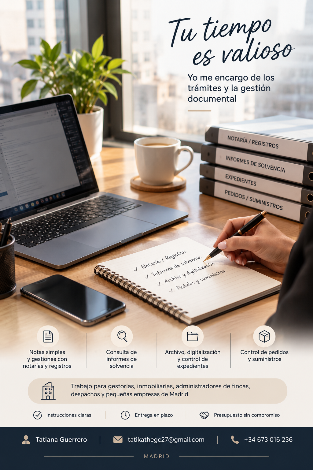 Apoyo administrativo en Madrid: trámites, notas simples y documentación