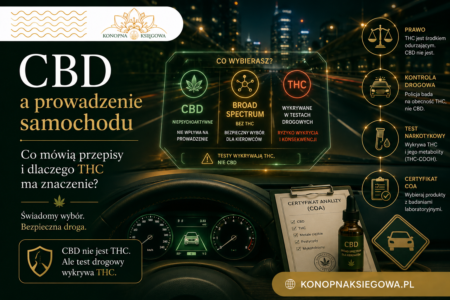 CBD a prowadzenie samochodu i testy na obecność THC