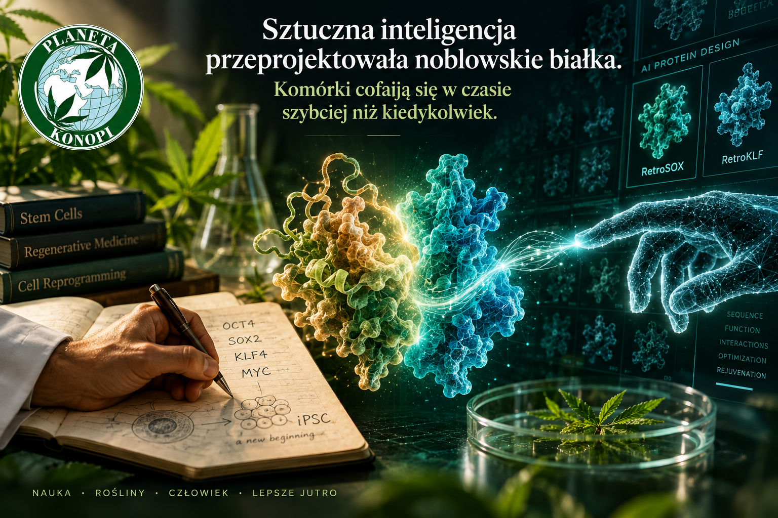 Sztuczna inteligencja przeprojektowała noblowskie białka. Komórki cofają się w czasie szybciej niż kiedykolwiek
