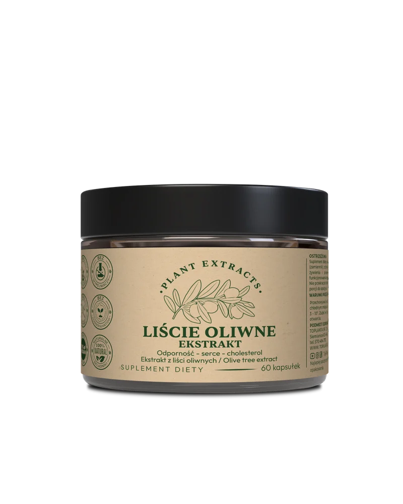 Liście oliwne ekstrakt 500mg - 60 kapsułek; 40% oleuropeiny VEGAN