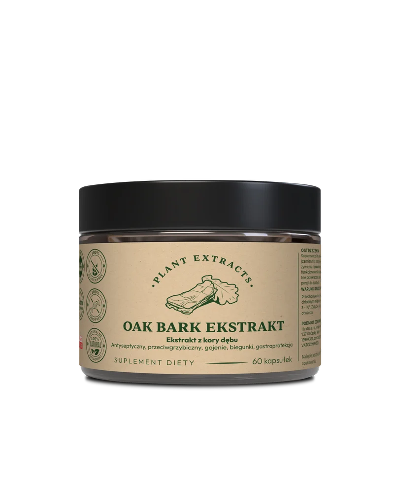 Kora dębu, dąb ekstrakt Oak Bark Ekstrakt - gojenie, biegunki 60 kapsułek