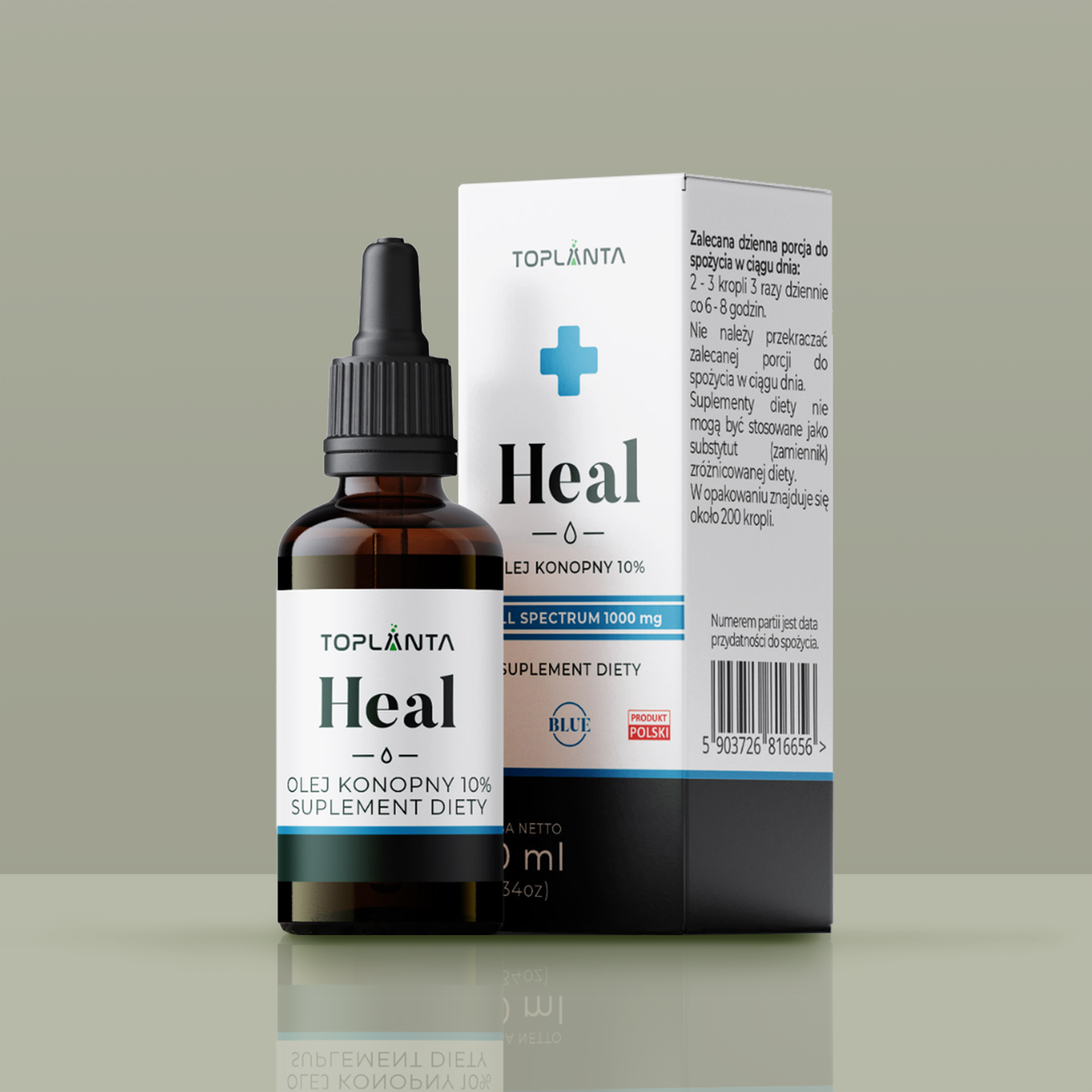 ToPlanta Heal BLUE olej konopny 10% z chmielem i melisą 10 ml