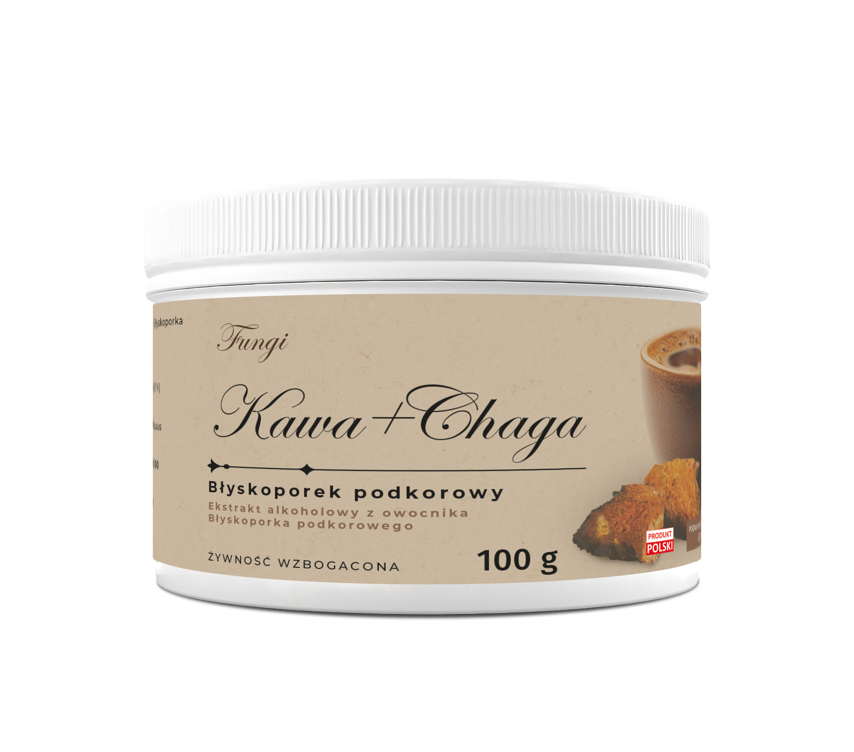 KAWA+CHAGA-Błyskoporek podkorowy 100 g Suplement Diety