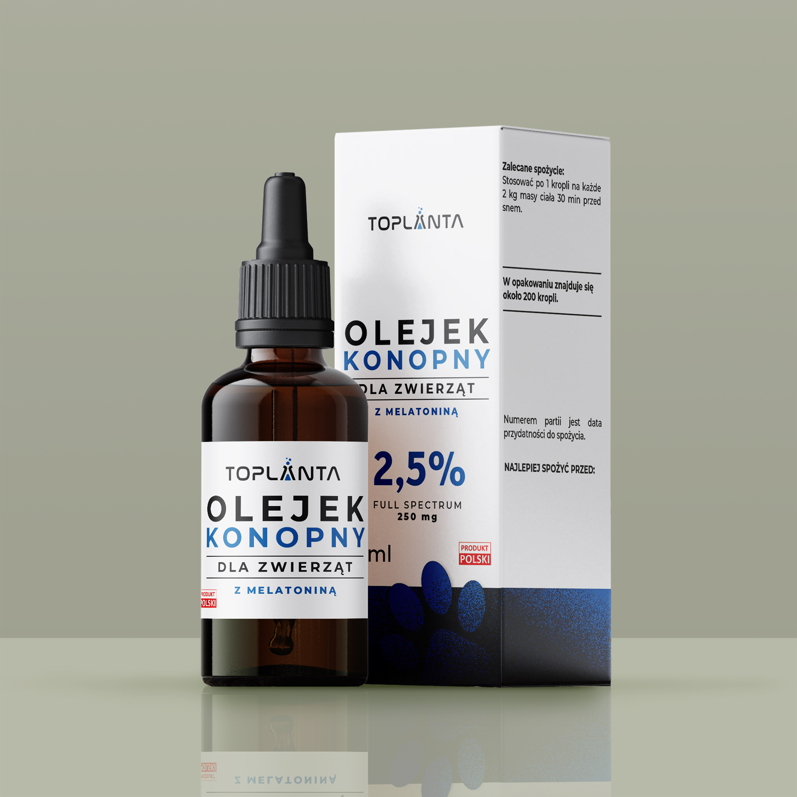 ToPlanta olejek konopny 2,5% z melatoniną dla psów i kotów, 10 ml