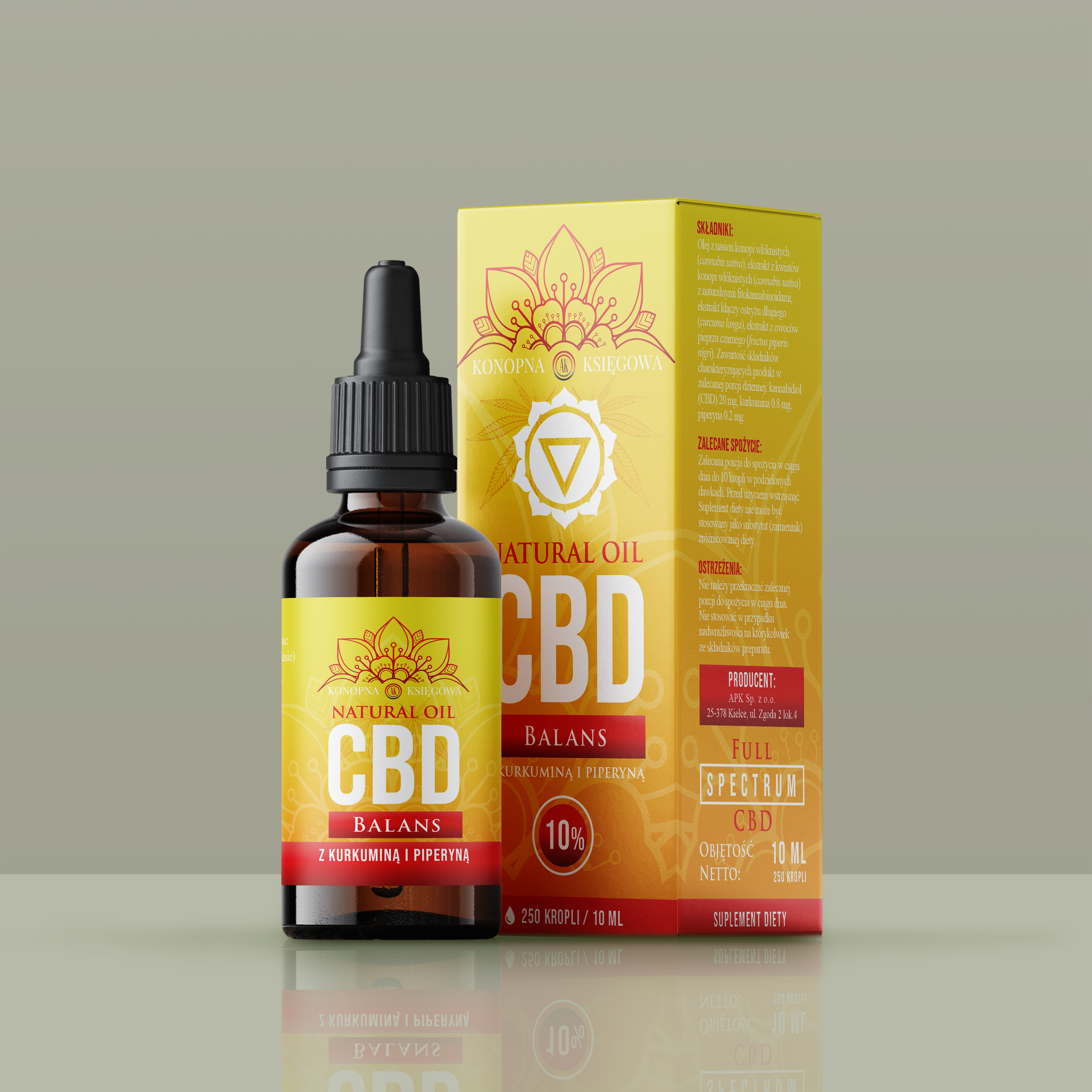 Konopna Księgowa Olejek Konopny Balans CBD 10% z kurkuminą i piperyną