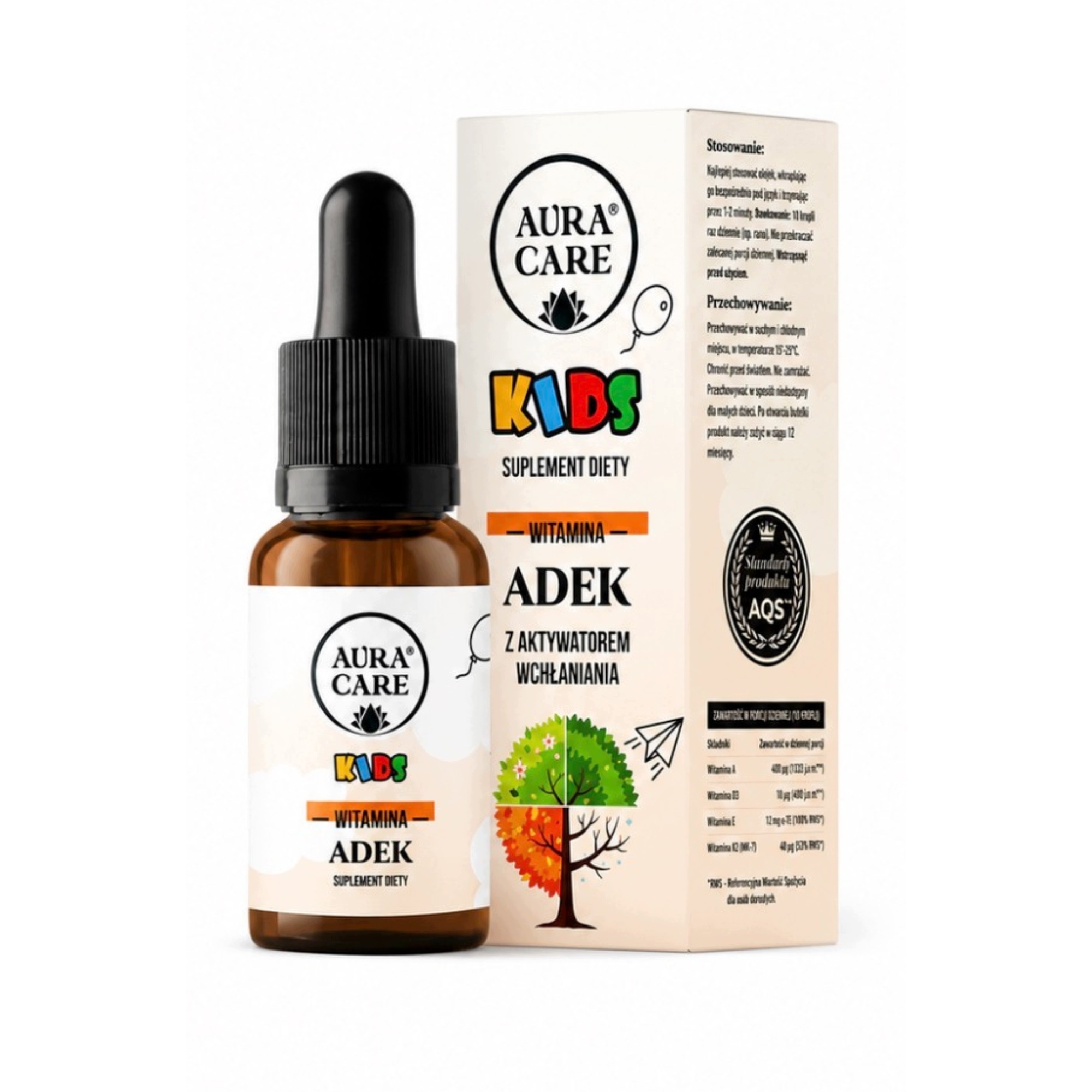 Suplement diety dla dzieci Aura Care Kids ADEK 15 ml
