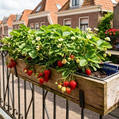 Verse aardbeien, direct van je eigen balkon
