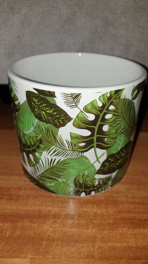 Osłonka doniczka ceramiczna w monstery, nowa 2