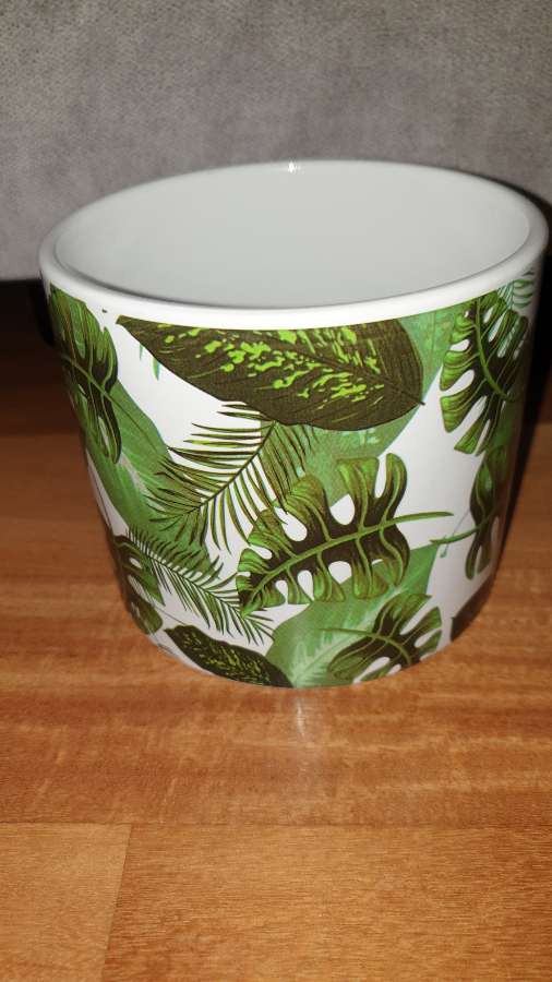 Osłonka doniczka ceramiczna w monstery, nowa 3