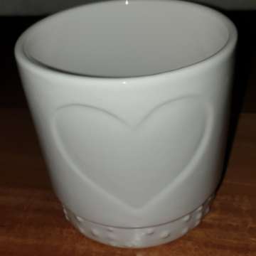 Osłonka ceramiczna biała z sercem, Walentynki 