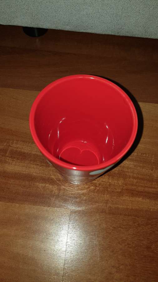 Osłonka czerwona w białe serca, ceramiczna 3