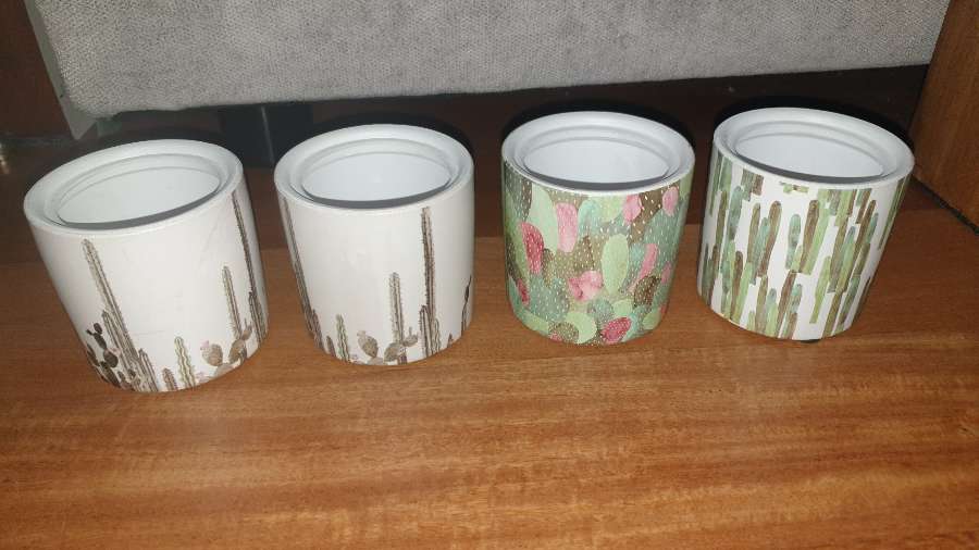 Osłonka, doniczka ceramiczna, wzór w kaktusy, 4 szt zaz19zl 3