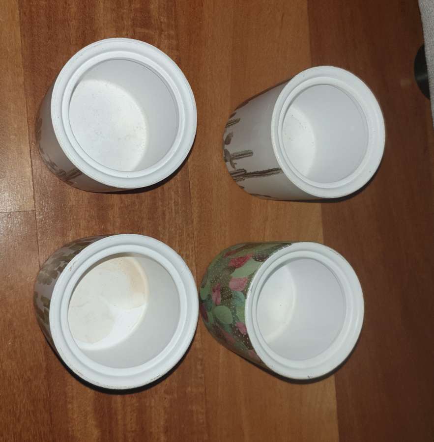 Osłonka, doniczka ceramiczna, wzór w kaktusy, 4 szt zaz19zl 4