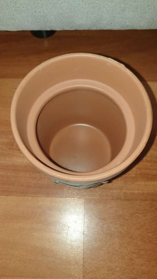 Osłonka doniczka gliniana,ceramiczna, vintage  nowa z napisem Plants 3