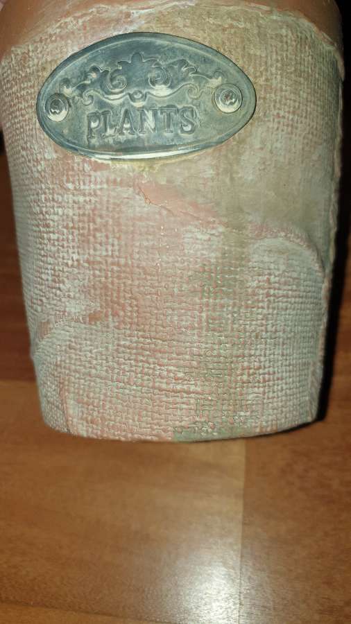 Osłonka doniczka gliniana,ceramiczna, vintage  nowa z napisem Plants 5
