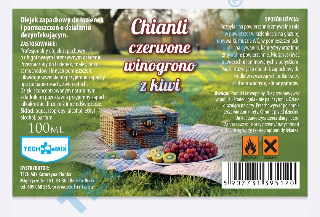 OLEJEK DEZYNFEKUJĄCO-ZAPACHOWY 100ML CZARNY WINOGRON Z KIWI -ODŚWIEŻACZ