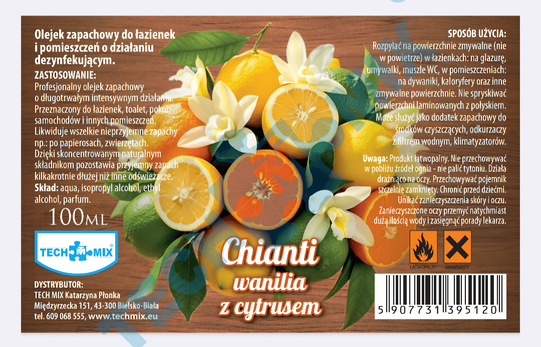 OLEJEK DEZYNFEKUJĄCO-ZAPACHOWY 100ML WANILIA Z CYTRUSEM - ODŚWIEŻACZ