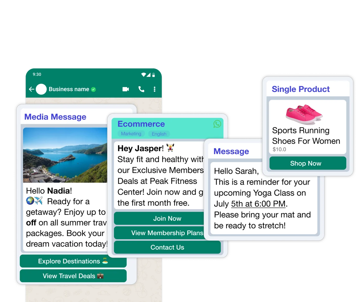 Send rich media WhatsApp messages with templates and customization.