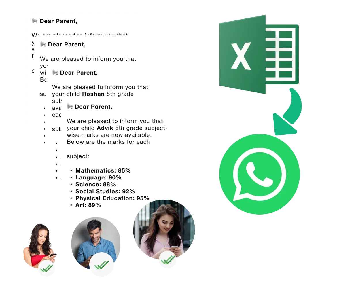 Enhance school communication with WhatsApp: share mark sheets, send personalized messages, and provide instant updates.