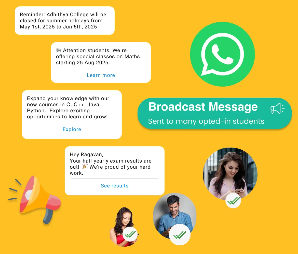 Transform school communication with WhatsApp: instant updates, easy enrollment, & 24/7 support.