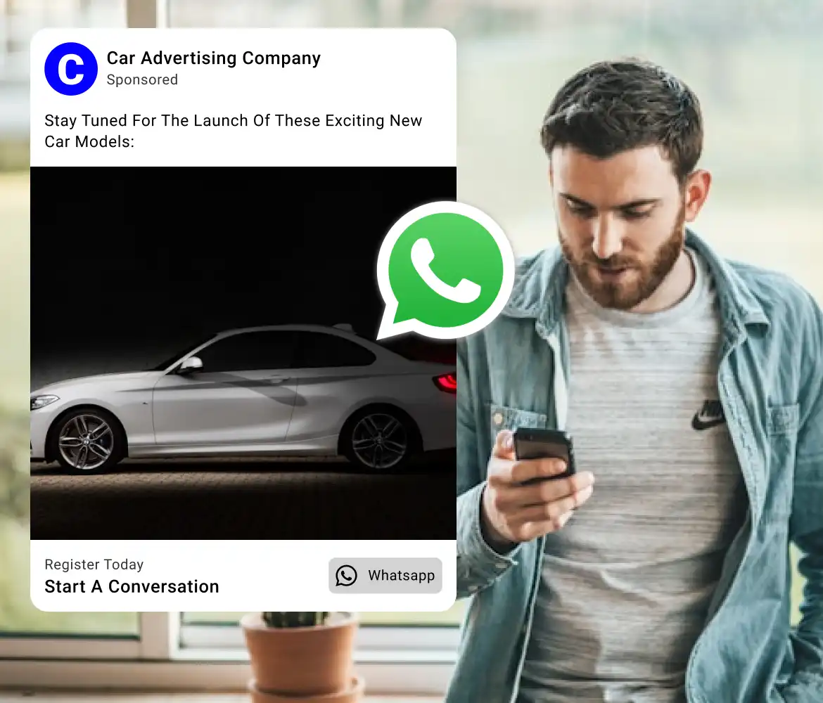 WhatsApp button to start conversation about car ad