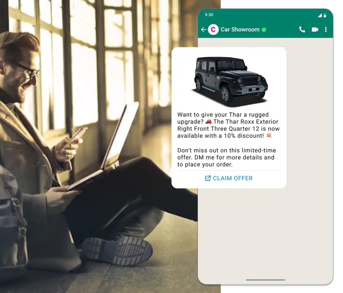 Promoting vehicle in WhatsApp with professional template